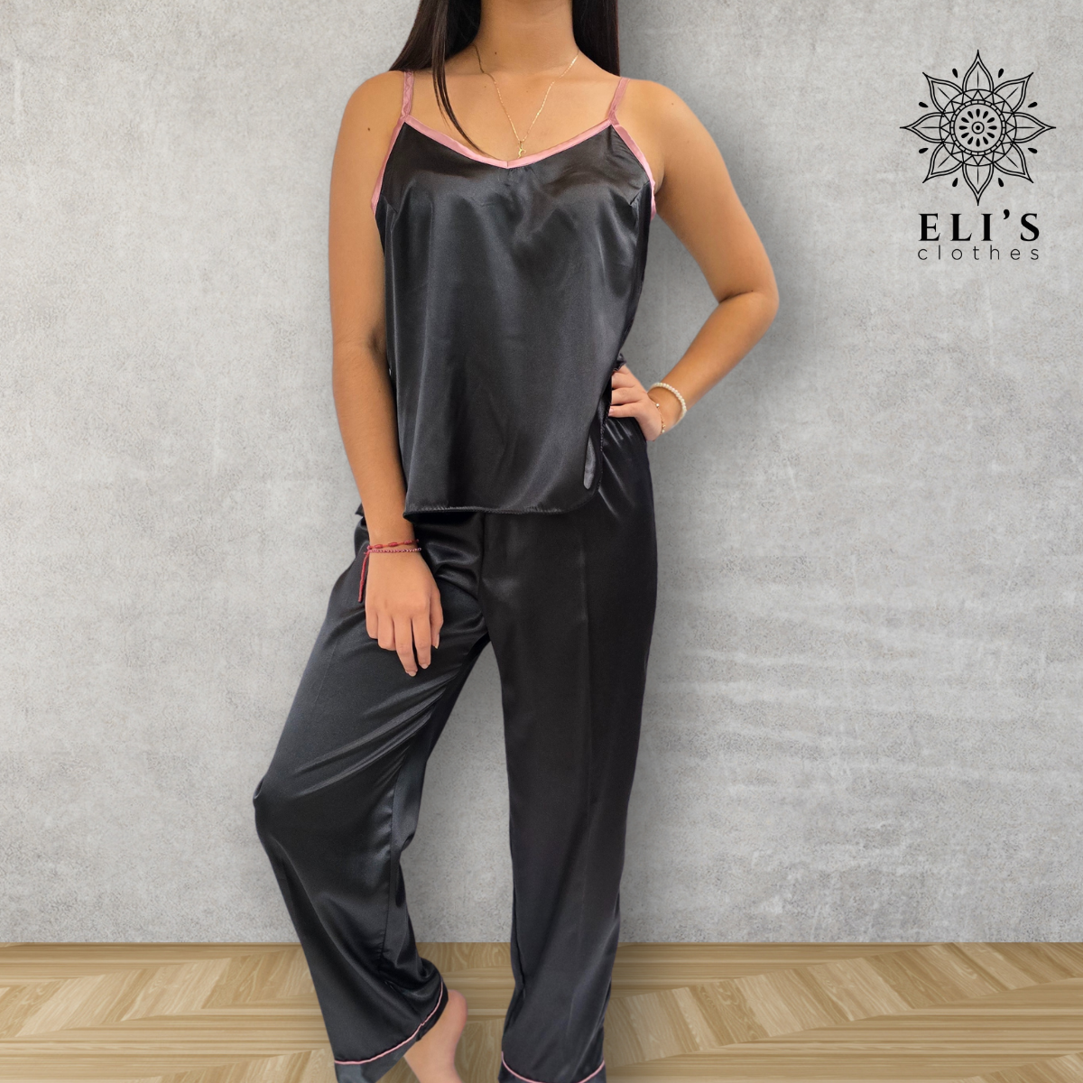 Conjunto De Bata Con Blusa De Botones Manga Corta Y Pantalon