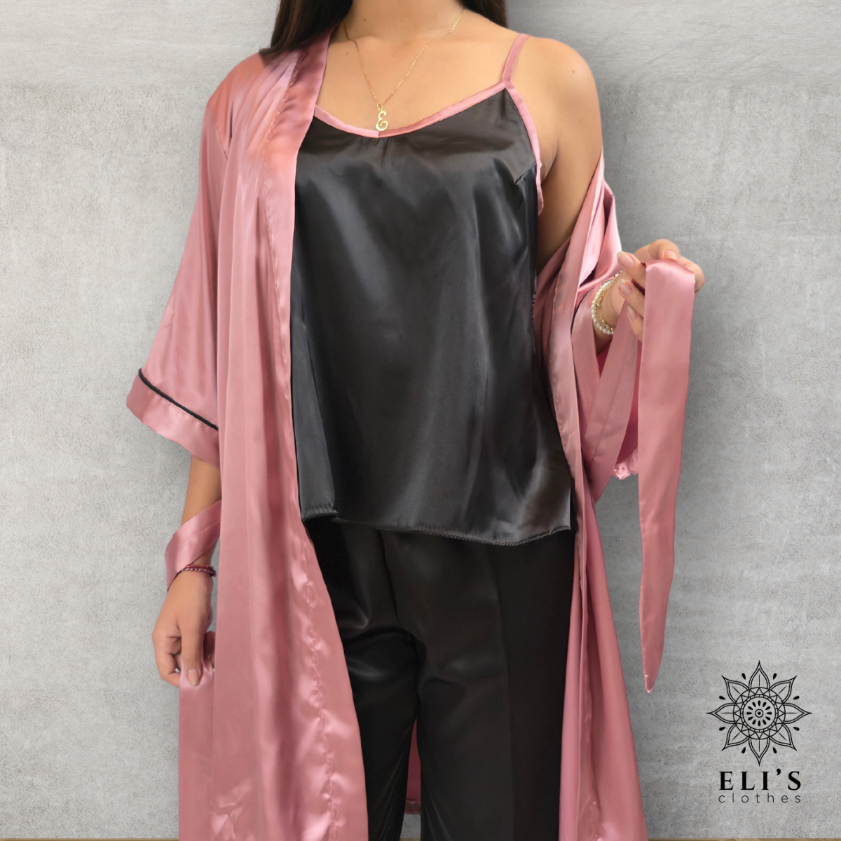 Conjunto De Bata Con Blusa De Botones Manga Corta Y Pantalon
