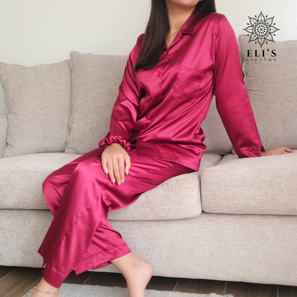 Conjunto De Pijama Blusa Con Botones Manga Larga Con Pantalón
