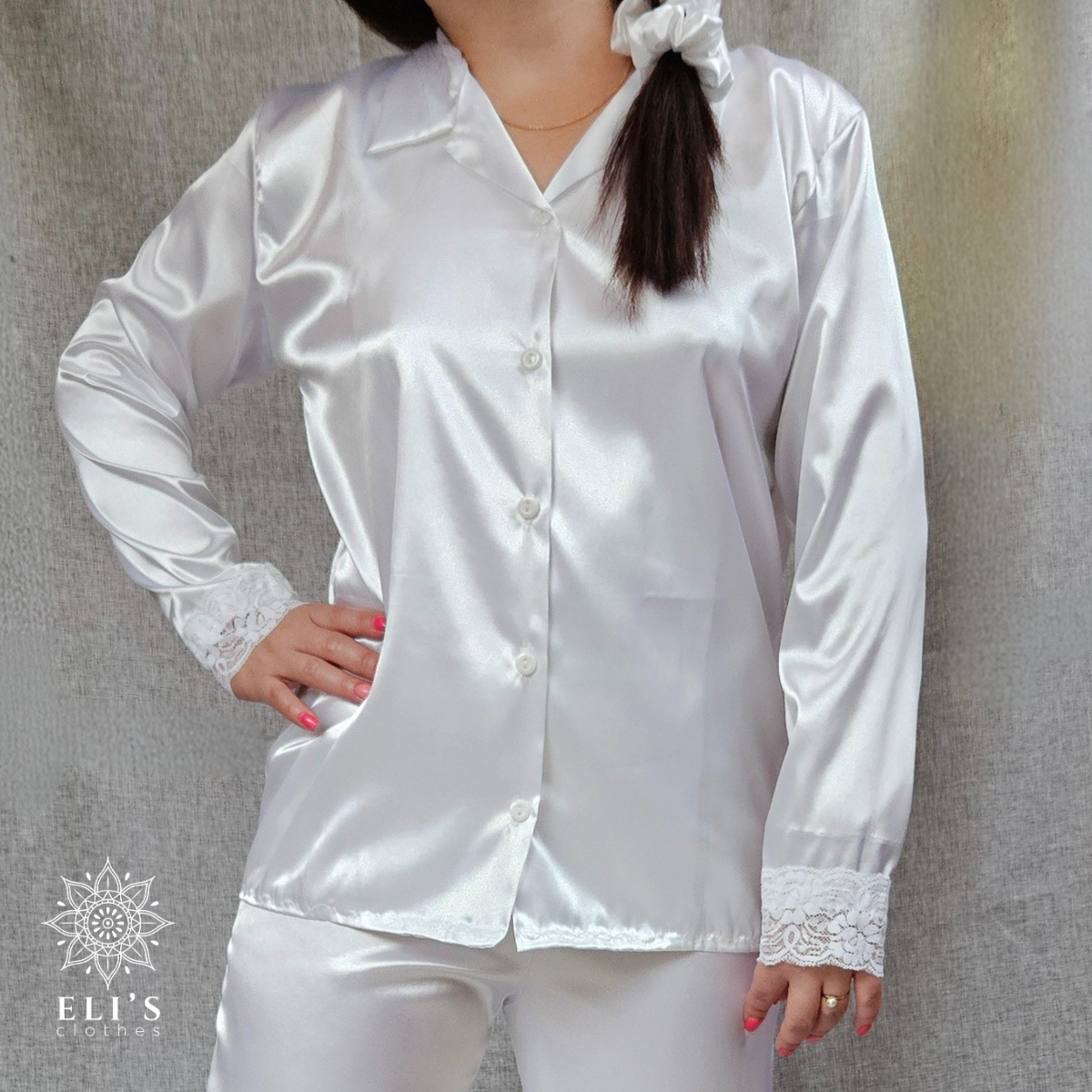 Bride Collection: Blusa De Botones Manga Larga Y Pantalón