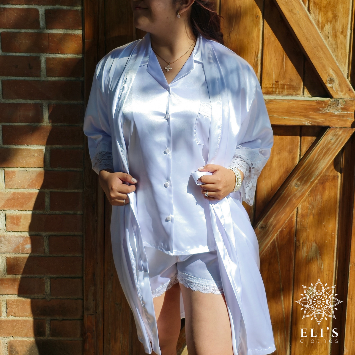 Bride Collection: Camison Con Encaje + Bata Para Novia