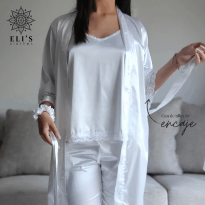 Bride Collection: Blusa de Tirantes con Pantalón + Bata para Novia