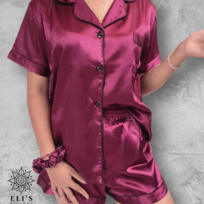 Pijama Blusa Con Botones Manga Corta Con Short